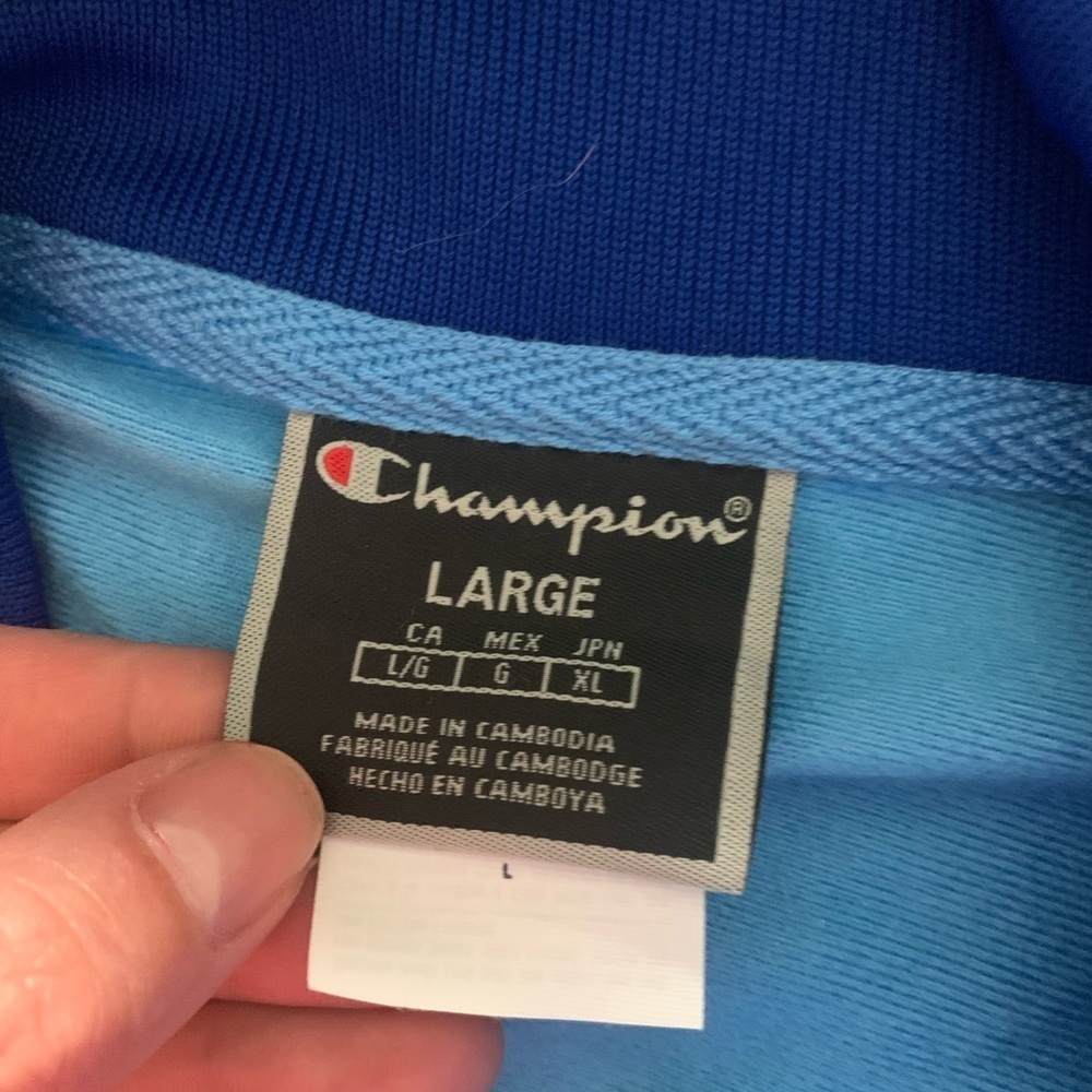 New Vintage Champion C Logo Track Jacket Athletic Performance Blue Large - Picture 13 of 16